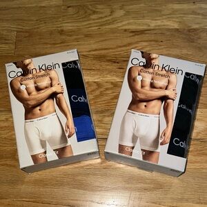 NEW 2 Packs of Calvin Klein Men's Cotton Stretch Boxer Briefs-3pks Black & Blue